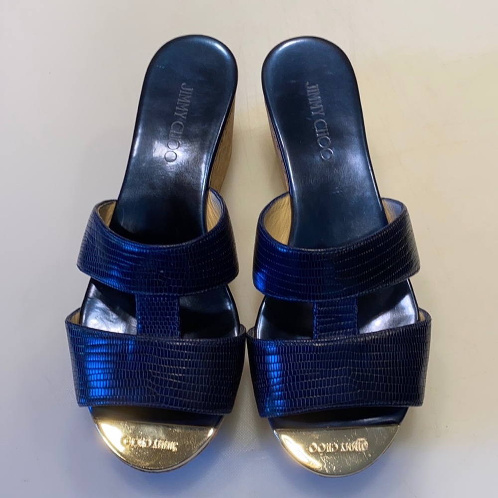 Jimmy Choo Blue snakeskin sandals